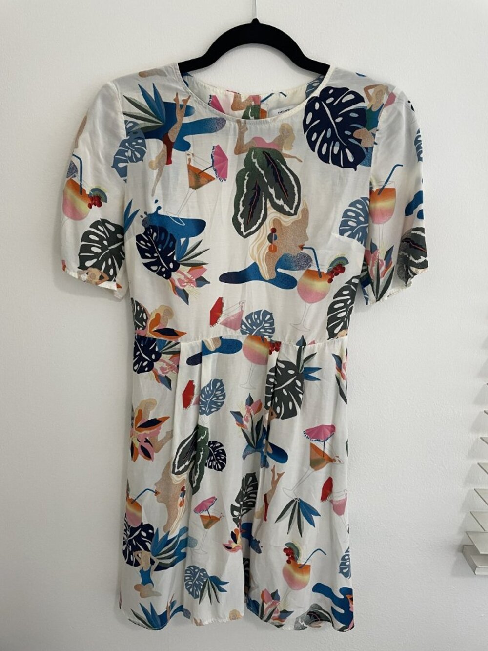 & Other Stories Paris Atelier Jungle Print Open Back Dress 6, short, backless